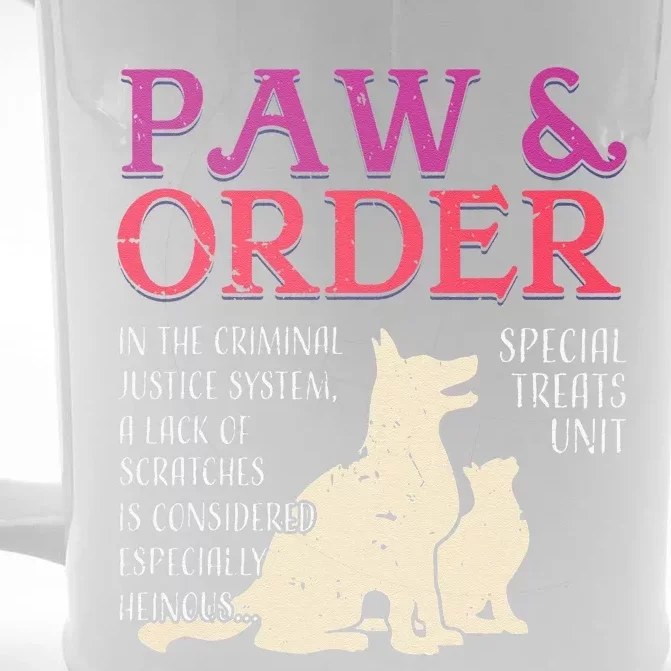 Paw And Order Special Feline Unit Pets Training Dog Cat Front & Back Beer Stein