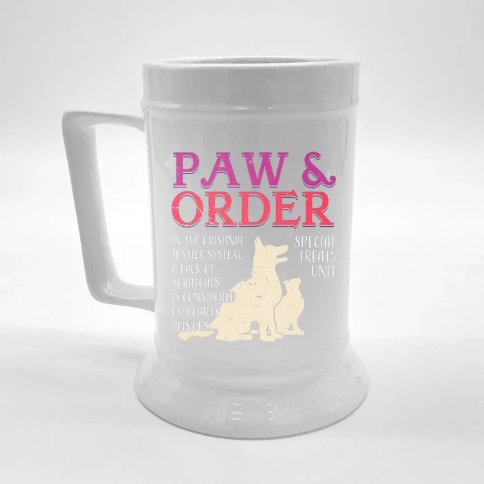 Paw And Order Special Feline Unit Pets Training Dog Cat Front & Back Beer Stein