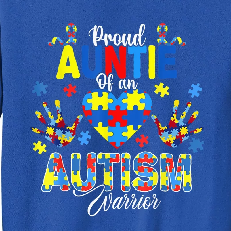 Proud Auntie of an Autism Awareness Ribbons Puzzle Hands Sweatshirt