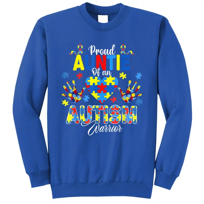 Proud Auntie of an Autism Awareness Ribbons Puzzle Hands Sweatshirt