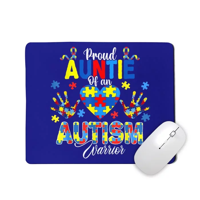 Proud Auntie of an Autism Awareness Ribbons Puzzle Hands Mousepad