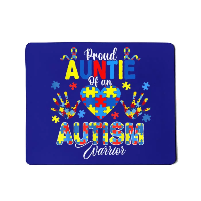 Proud Auntie of an Autism Awareness Ribbons Puzzle Hands Mousepad