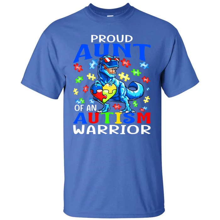 Proud Aunt Of An Autism Warrior Dinosaur Cute Gift Tall T-Shirt