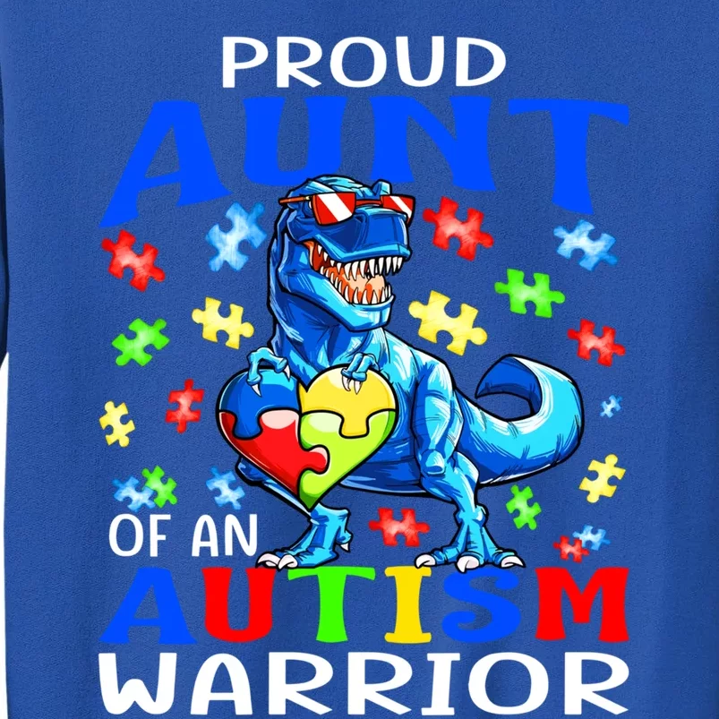 Proud Aunt Of An Autism Warrior Dinosaur Cute Gift Tall Sweatshirt