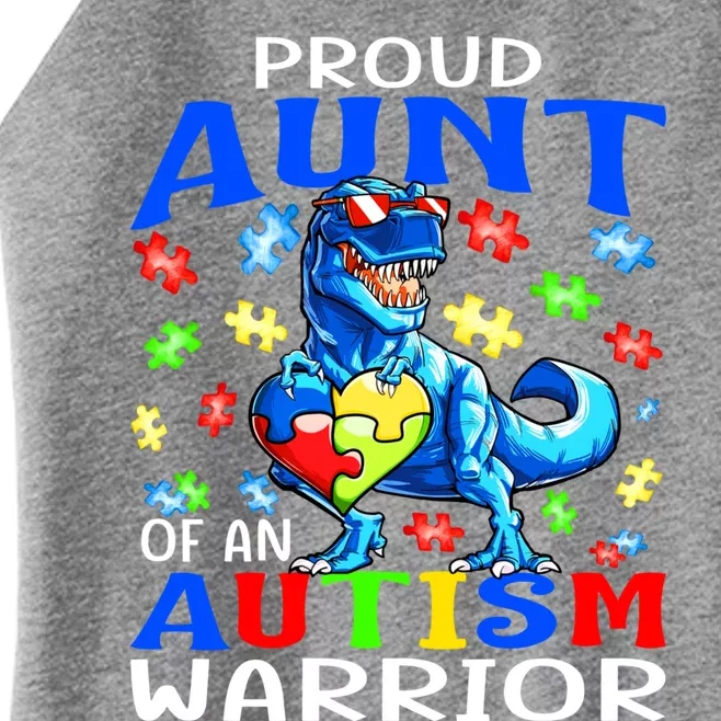 Proud Aunt Of An Autism Warrior Dinosaur Cute Gift Women’s Perfect Tri Rocker Tank