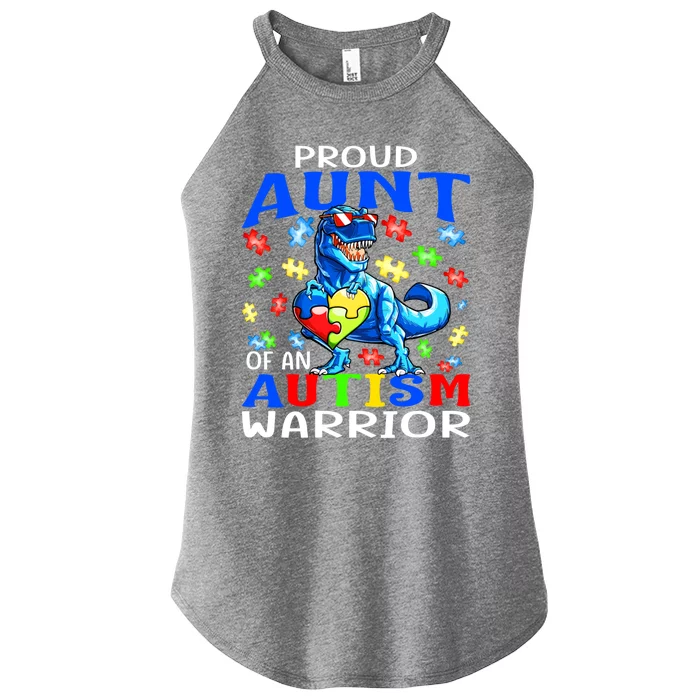 Proud Aunt Of An Autism Warrior Dinosaur Cute Gift Women’s Perfect Tri Rocker Tank