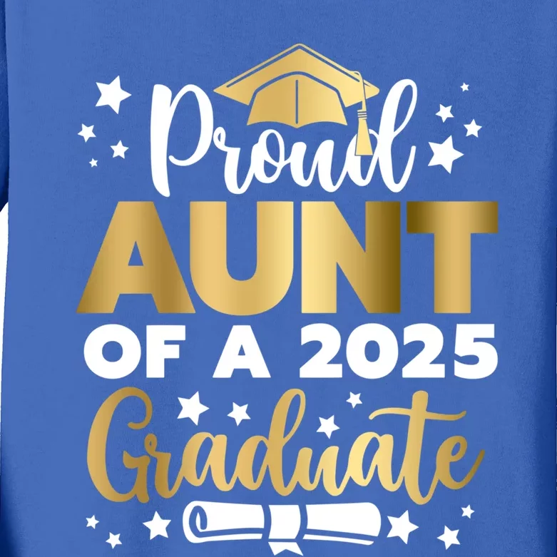 Proud Aunt Of A 2025 Graduate Auntie Senior 2025 Cute Gift Kids Long Sleeve Shirt