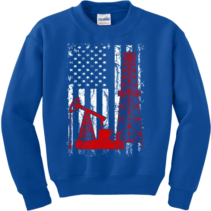 Proud American Oil Worker Oilfield Workers America Gift Kids Sweatshirt