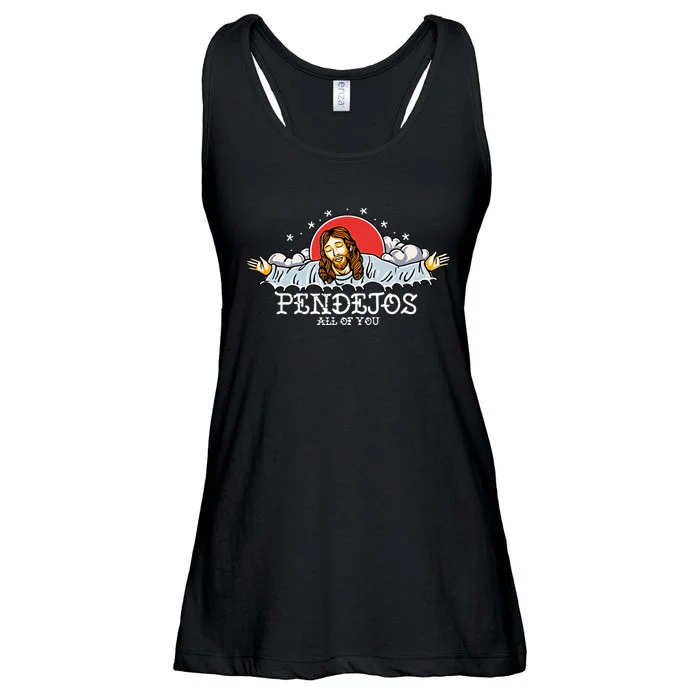 Pendejos All Of You Jesus Sarcastic Humor Ladies Essential Flowy Tank