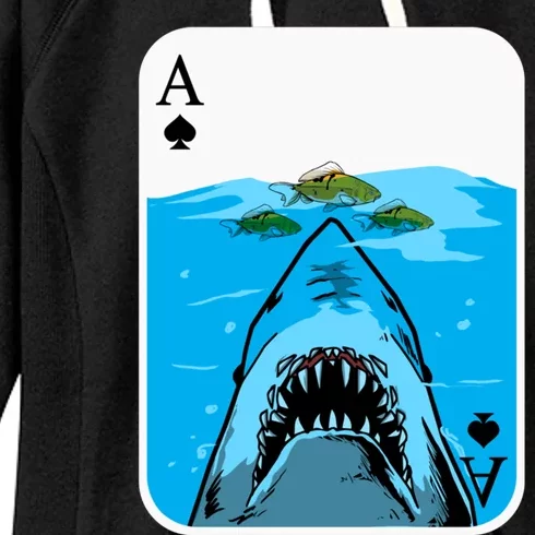 Poker Ace Of Spades Shark Hunting Fish Texas HoldEm Poker Cool Gift Women's Fleece Hoodie