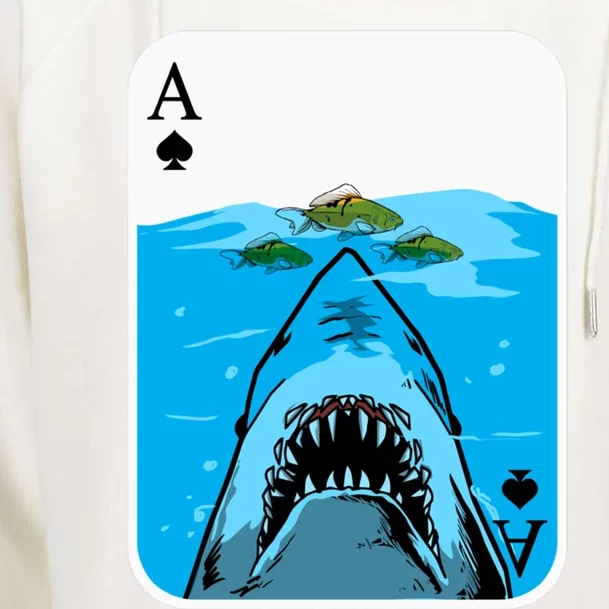 Poker Ace Of Spades Shark Hunting Fish Texas HoldEm Poker Cool Gift Womens Funnel Neck Pullover Hood