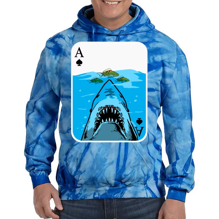 Poker Ace Of Spades Shark Hunting Fish Texas HoldEm Poker Cool Gift Tie Dye Hoodie