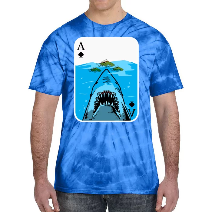 Poker Ace Of Spades Shark Hunting Fish Texas HoldEm Poker Cool Gift Tie-Dye T-Shirt