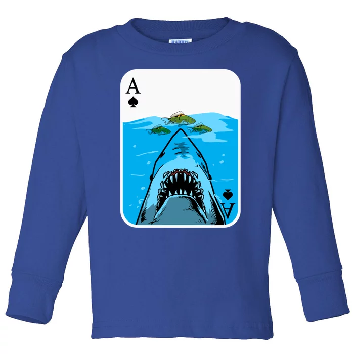 Poker Ace Of Spades Shark Hunting Fish Texas HoldEm Poker Cool Gift Toddler Long Sleeve Shirt