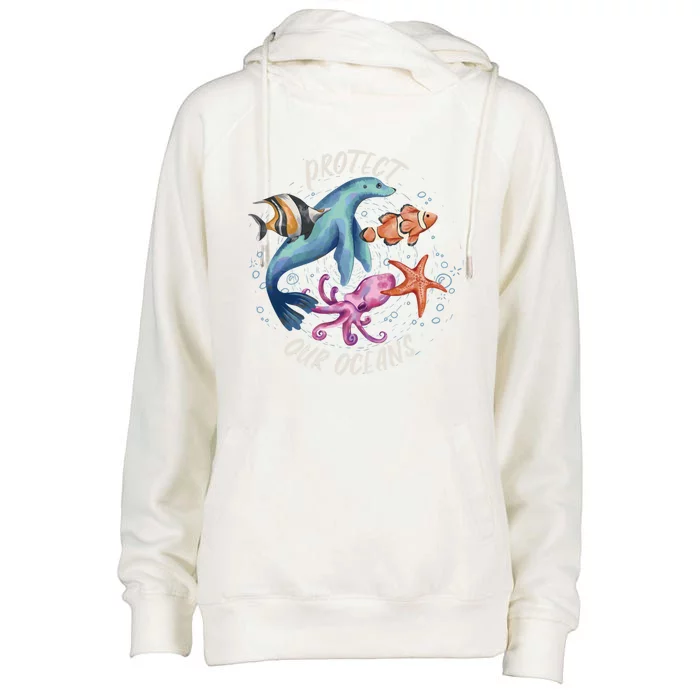 Protect All Our Oceans Natural Nature Environt Gift Womens Funnel Neck Pullover Hood