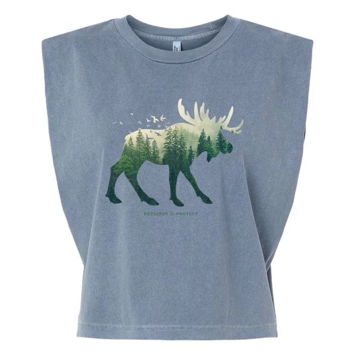 Preserve And Protect Vintage National Park Moose Gift Garment-Dyed Women's Muscle Tee