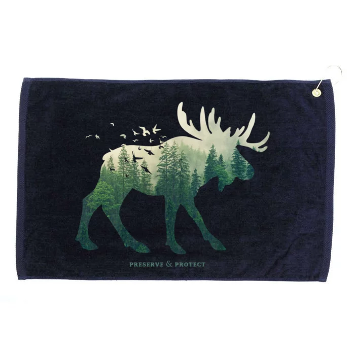 Preserve And Protect Vintage National Park Moose Gift Grommeted Golf Towel