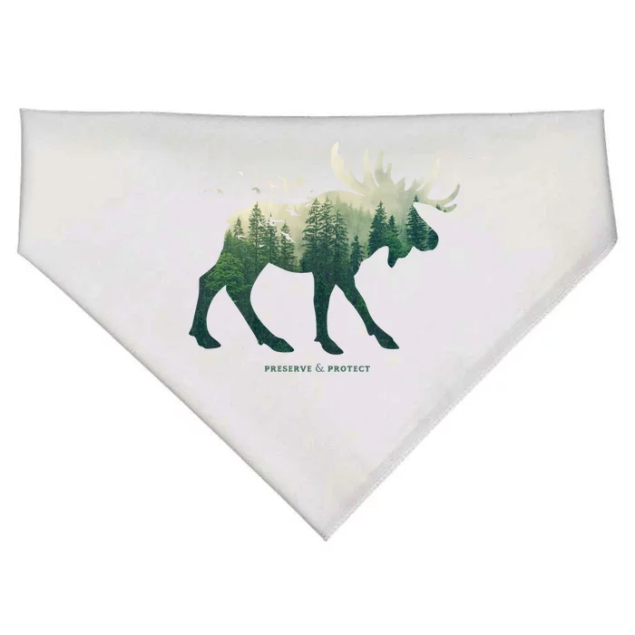 Preserve And Protect Vintage National Park Moose Gift USA-Made Doggie Bandana