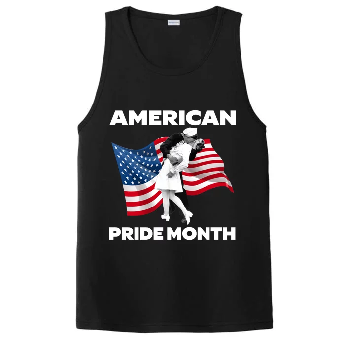 Patriotic American Pride Month Classic Wwii Soldier Kissing Nurse Performance Tank