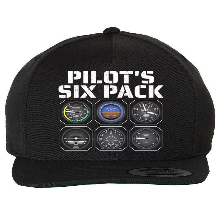 Pilot Aviation Pilots Six Pack Pilot Airplane Gift Wool Snapback Cap