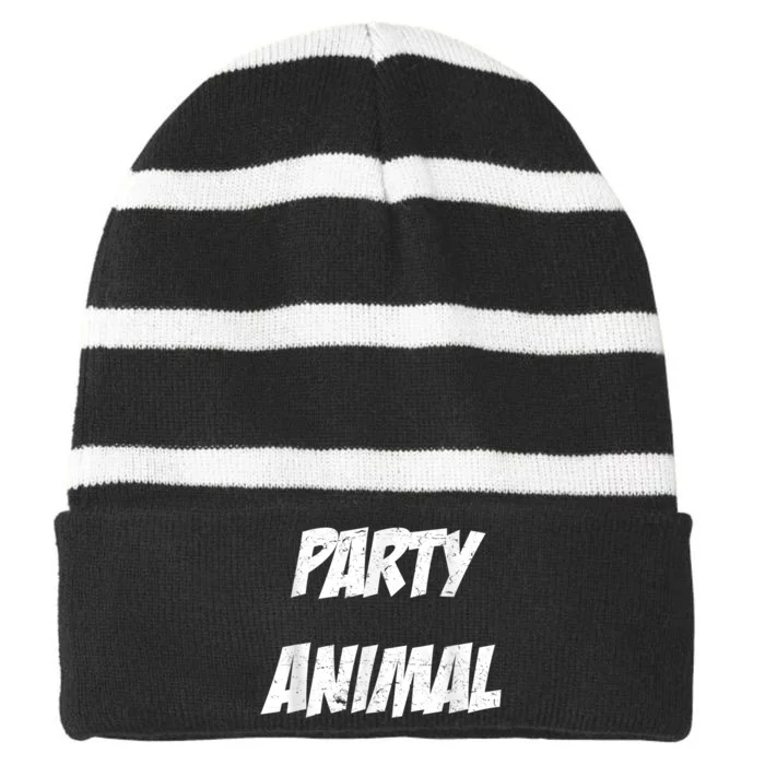 Party Animal Striped Beanie with Solid Band