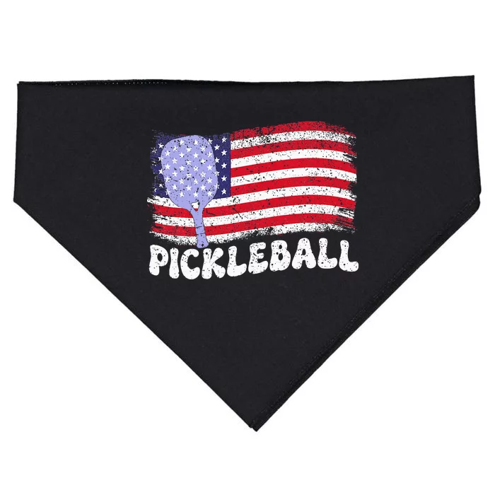 Patriotic American Pickleball Usa Flag USA-Made Doggie Bandana