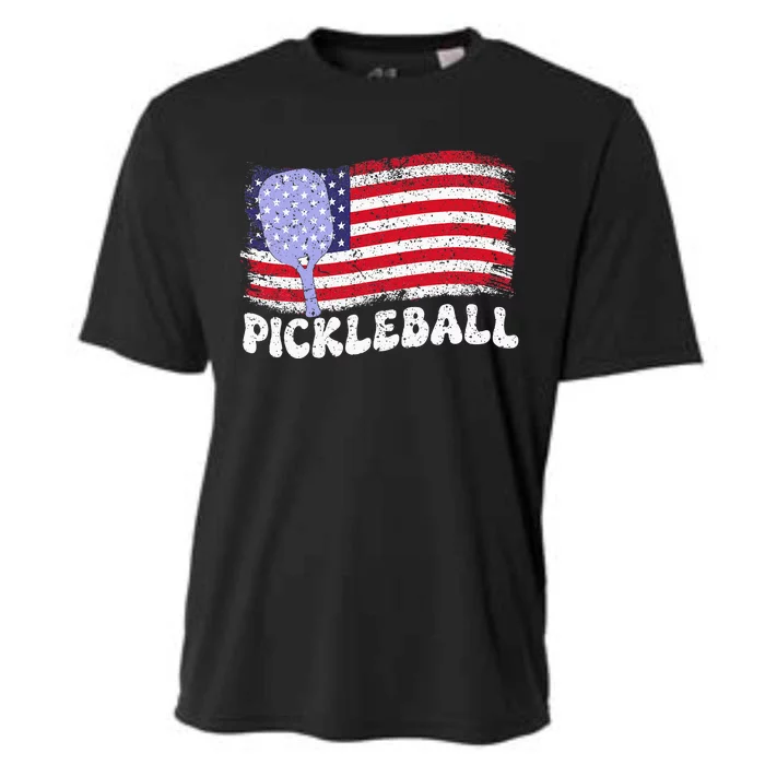 Patriotic American Pickleball Usa Flag Cooling Performance Crew T-Shirt