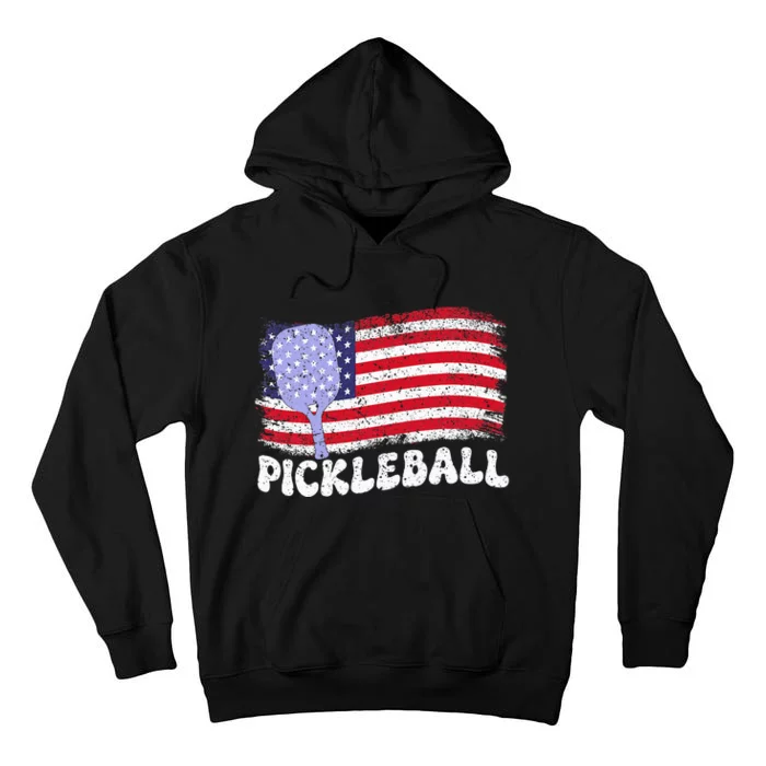 Patriotic American Pickleball Usa Flag Tall Hoodie