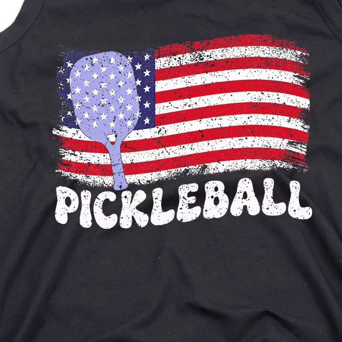 Patriotic American Pickleball Usa Flag Tank Top