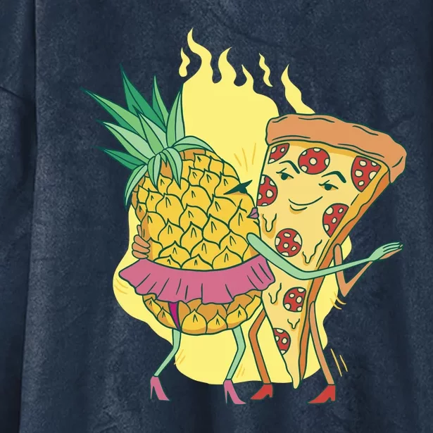 Pizza And Pineapple Dancing Hooded Wearable Blanket