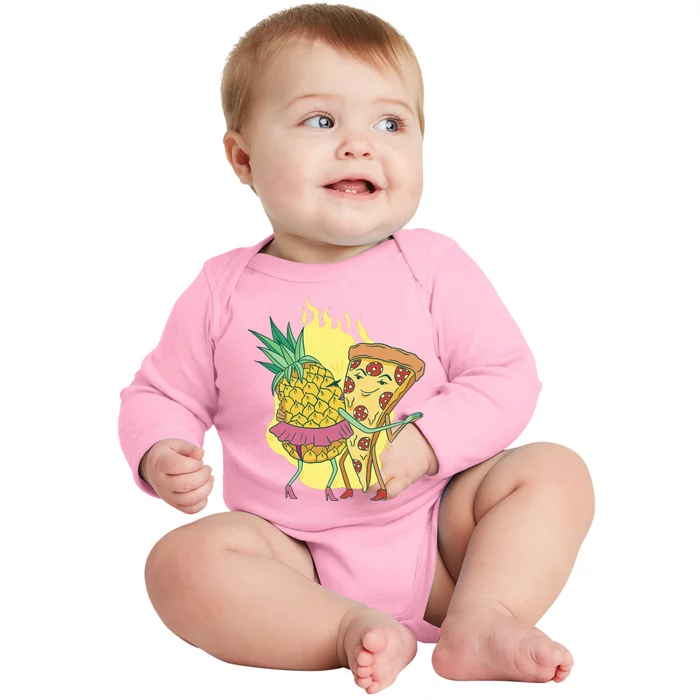 Pizza And Pineapple Dancing Baby Long Sleeve Bodysuit