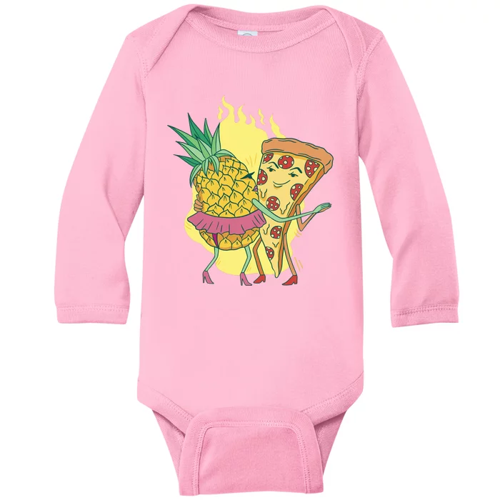 Pizza And Pineapple Dancing Baby Long Sleeve Bodysuit