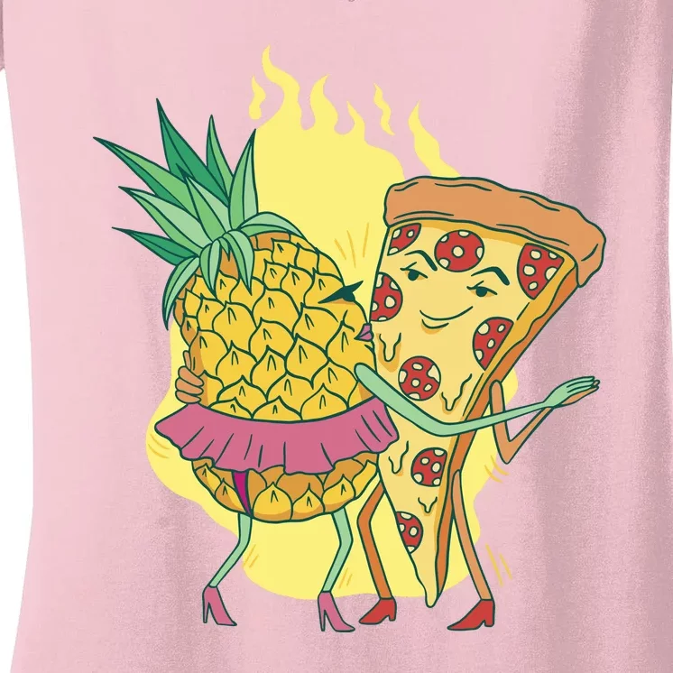 Pizza And Pineapple Dancing Women's V-Neck T-Shirt