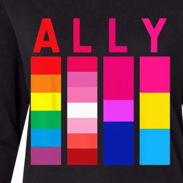 Proud Ally Pride Rainbow LGBT Ally Womens Cotton Relaxed Long Sleeve T-Shirt