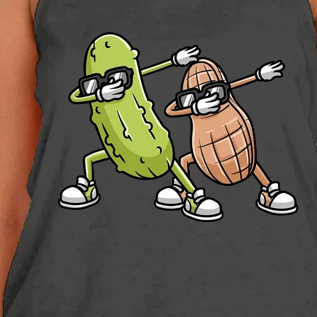 Peanut And Pickle Dabbing Peanut Butter Lover Women's Knotted Racerback Tank