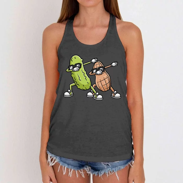 Peanut And Pickle Dabbing Peanut Butter Lover Women's Knotted Racerback Tank