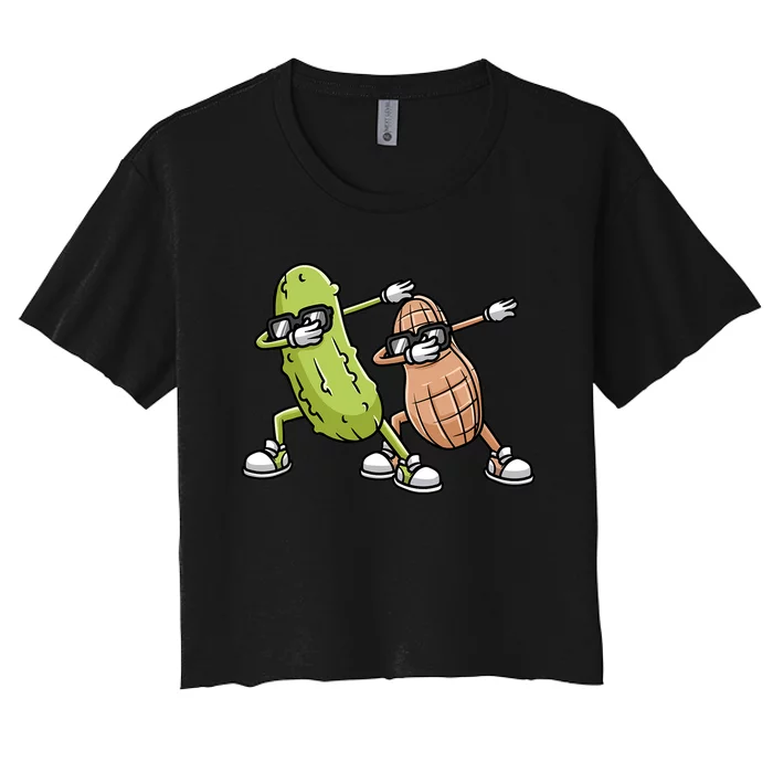 Peanut And Pickle Dabbing Peanut Butter Lover Women's Crop Top Tee