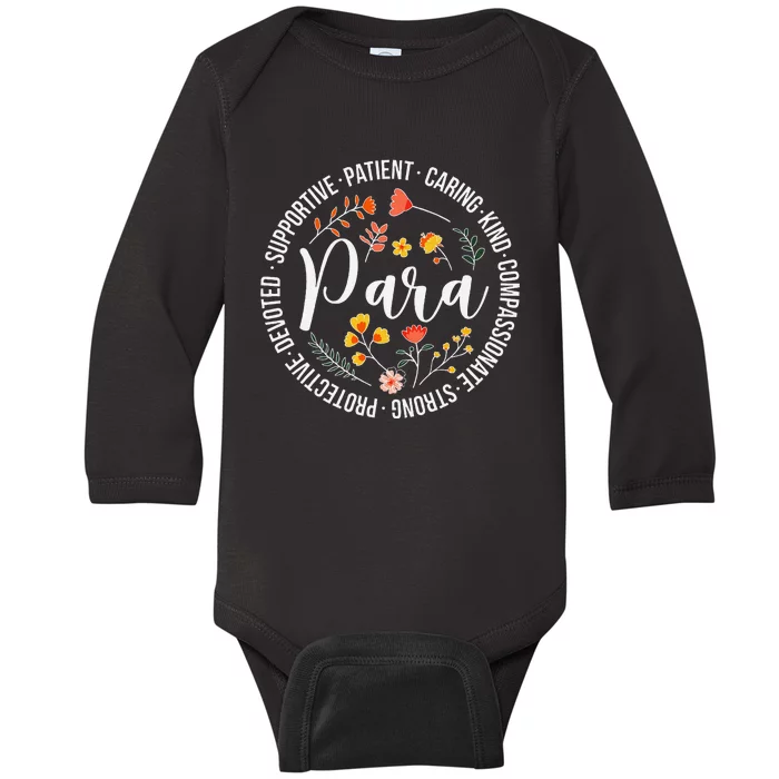 Paraprofessional Appreciation Para Parapro Baby Long Sleeve Bodysuit