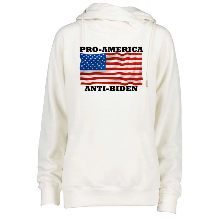 Pro America  Anti Biden , Pro America Anti Biden Womens Funnel Neck Pullover Hood