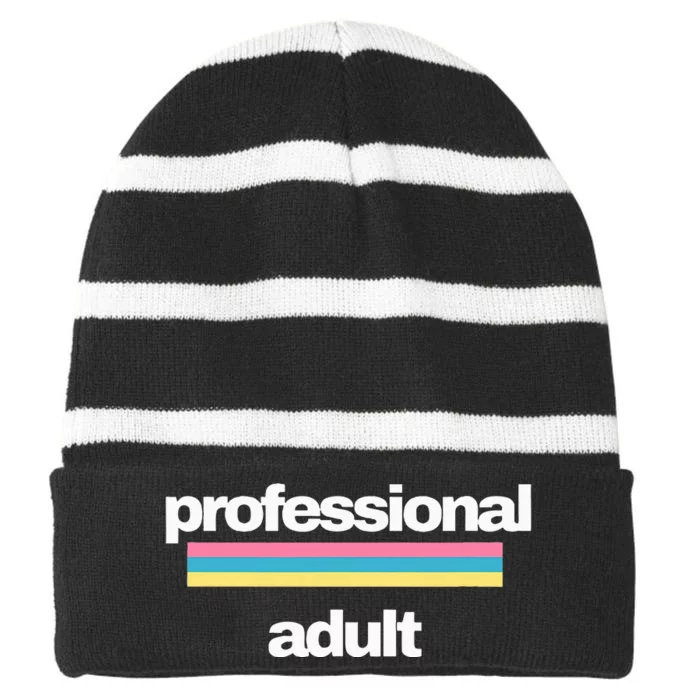 Professional Adult Striped Beanie with Solid Band