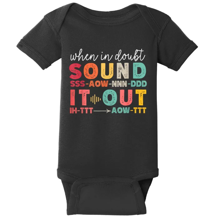 Phonemic Awareness Phonics Teacher Retro Science Of Reading Baby Bodysuit