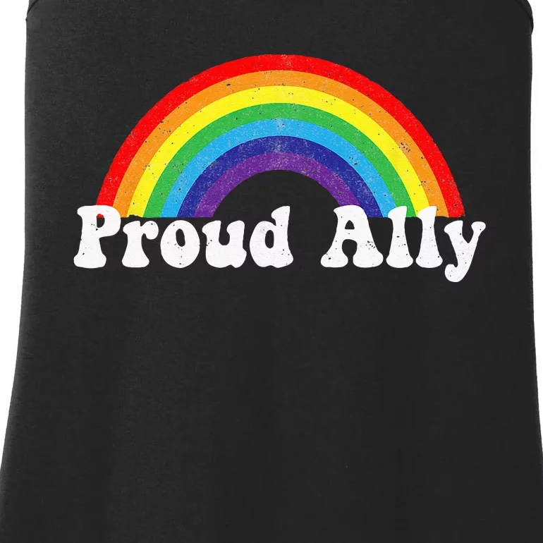 Proud Ally Pride Gay LGBT Day Month Parade Rainbow Ladies Essential Tank