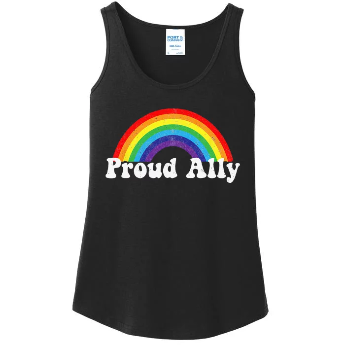 Proud Ally Pride Gay LGBT Day Month Parade Rainbow Ladies Essential Tank