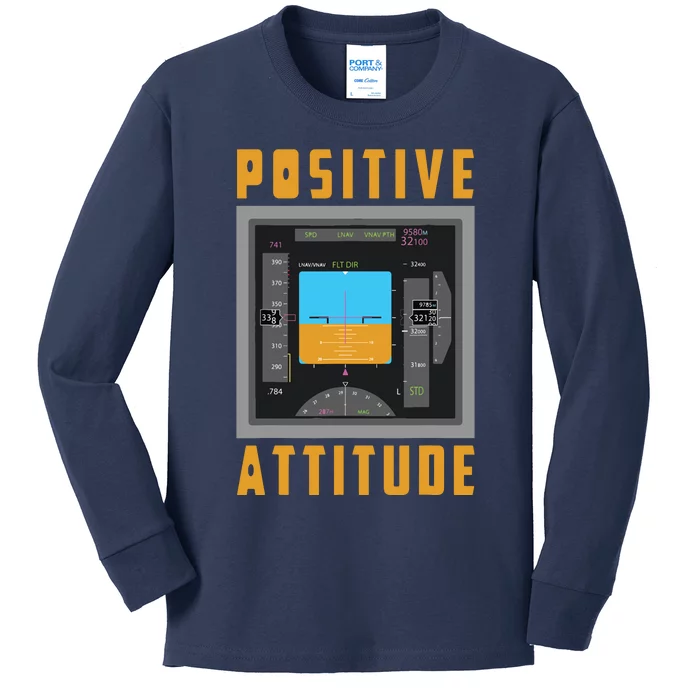 Positive Attitude Pilot Kids Long Sleeve Shirt