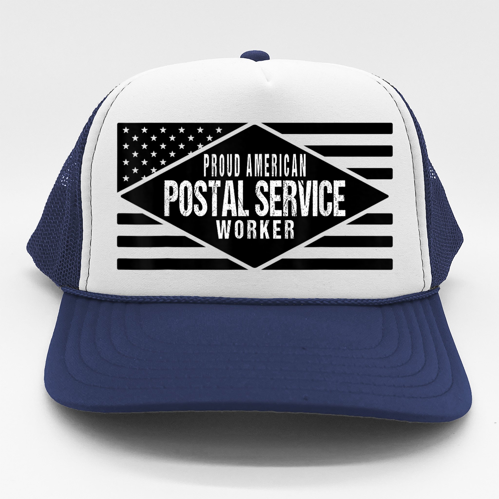 Proud American Postal Service Worker Patriotic US Flag Trucker Hat