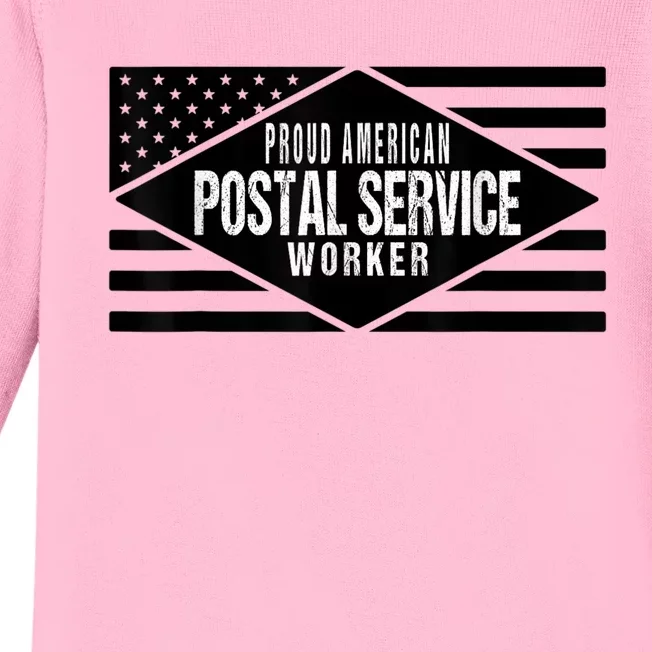 Proud American Postal Service Worker Patriotic US Flag Baby Long Sleeve Bodysuit