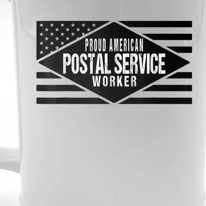 Proud American Postal Service Worker Patriotic US Flag Front & Back Beer Stein