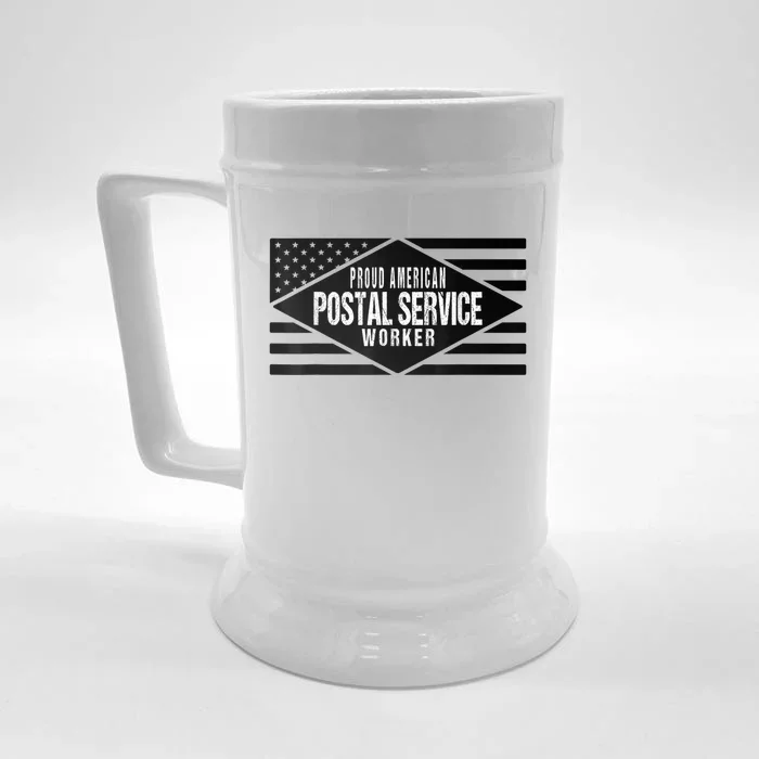 Proud American Postal Service Worker Patriotic US Flag Front & Back Beer Stein