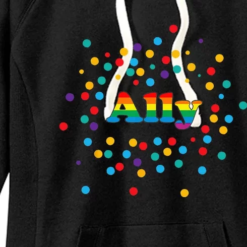 Proud Ally Pride Gay LGBTQ Ally Rainbow Women's Fleece Hoodie