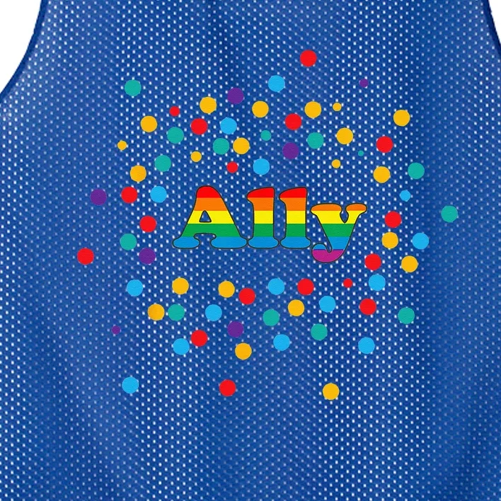 Proud Ally Pride Gay LGBTQ Ally Rainbow Mesh Reversible Basketball Jersey Tank